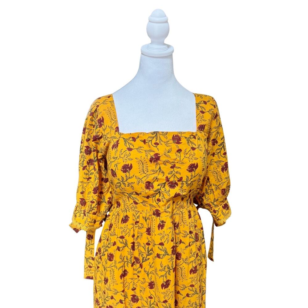 Eddy Barbara Cotton Floral Maxi Dress 14 Yellow NWT - Picture 3 of 9